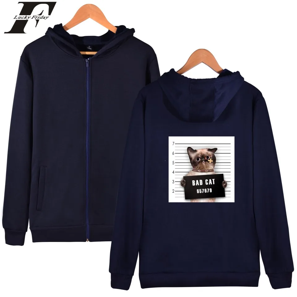 Модные забавные мужские и женские толстовки на молнии с кошкой в стиле хип-хоп