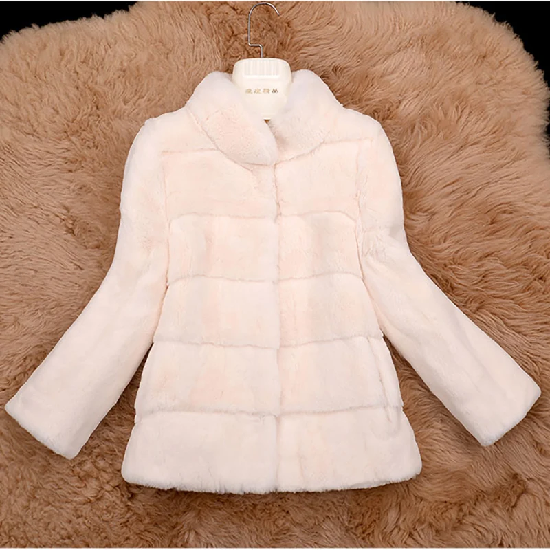 Новинка 2018 пальто с мехом кролика Рекс женское короткое Толстая теплая цельная