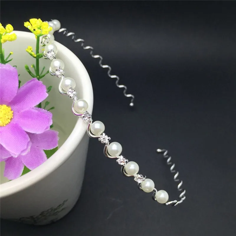 Роскошный круглый обруч для волос с искусственным жемчугом PINKSEE 6 стилей черный