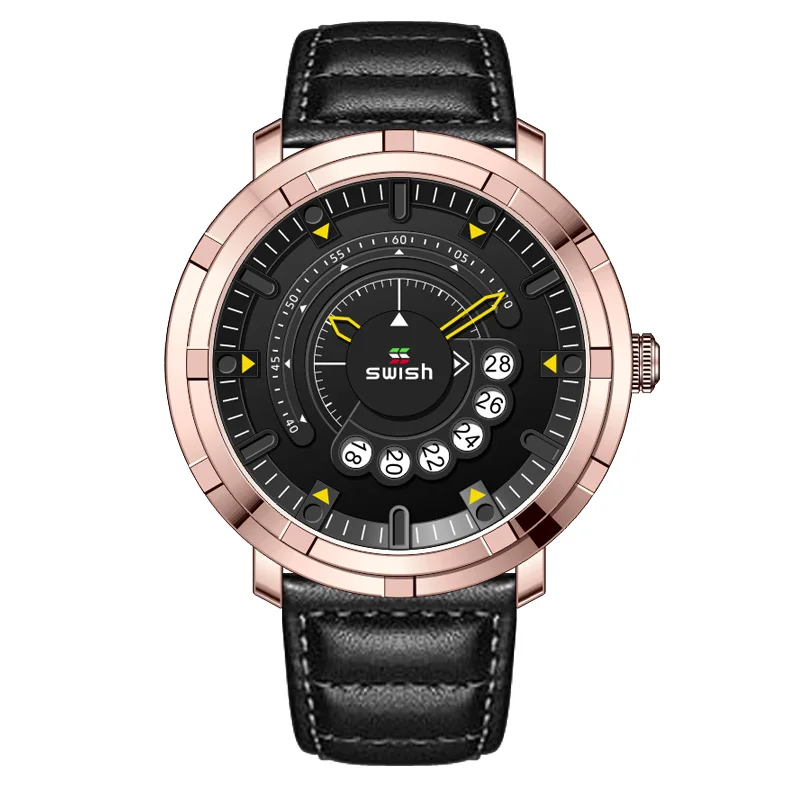 

SWISH 2020 Sport Watch for Men Fashion Black Leather Clock Top Brand Luxury Men's Watches Waterproof Business Wristwatch Reloj
