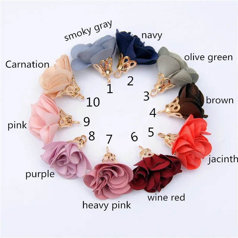 

10pcs South Korea cloth Burning edges Petal flower tassels accessories Diy earrings Bag hanging jewelry accessories