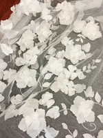 1 yard 3d full blossom flower tulle lace fabric in blush off white soft tulle wedding gown bridal dress prom dress fabric