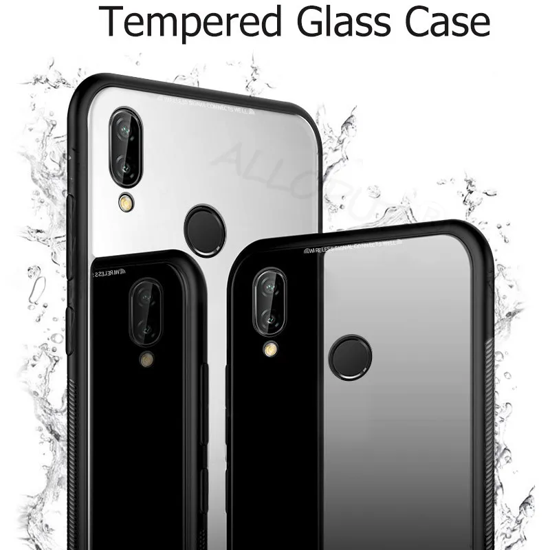 2019 Tempered Glass Phone Case For Redmi 7A Note 7 Pro Silicone Frame Shockproof Back Cover Hard Cases |