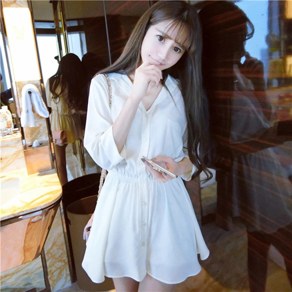 Long Arm Fashion Women T-Shirt Dress Sleeve Casual Loose Shirt Sexy V-neck | Женская одежда