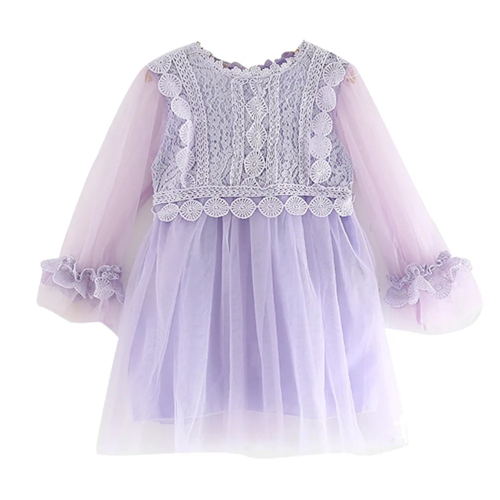 Kids Baby Girls Lace Long Lantern Sleeve Children Dress Party Princess Clothes a great idea for baby show gifts clothes | Детская одежда