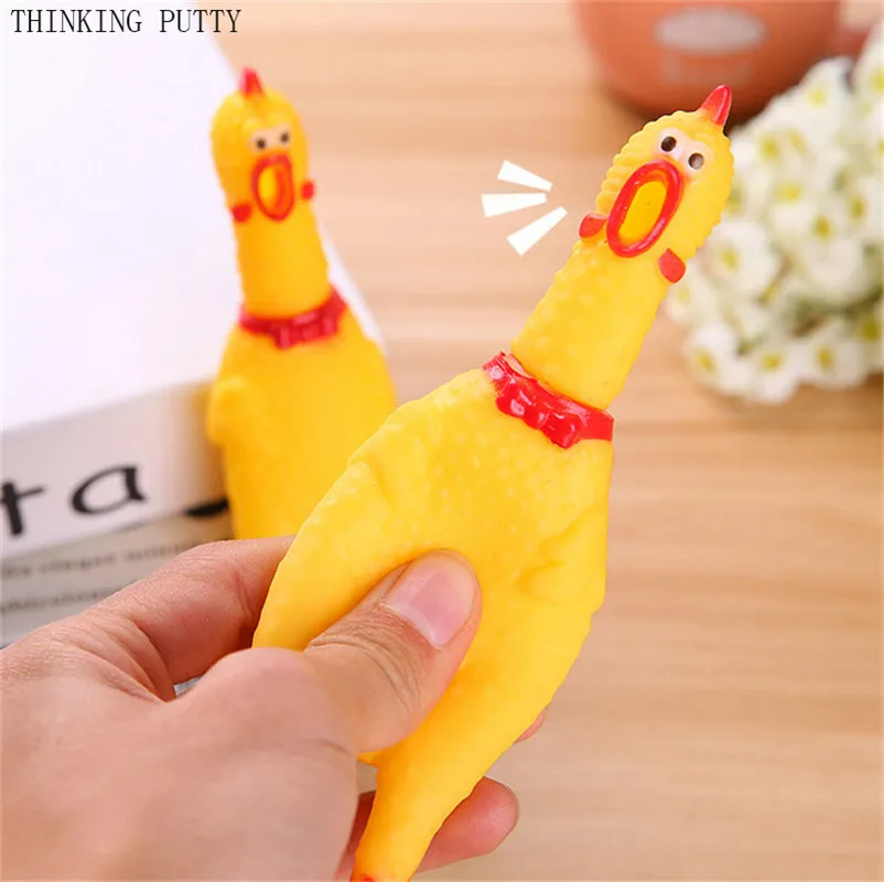 Забавные Push Кричащие мини резиновая курица игрушечные лошадки для детей и