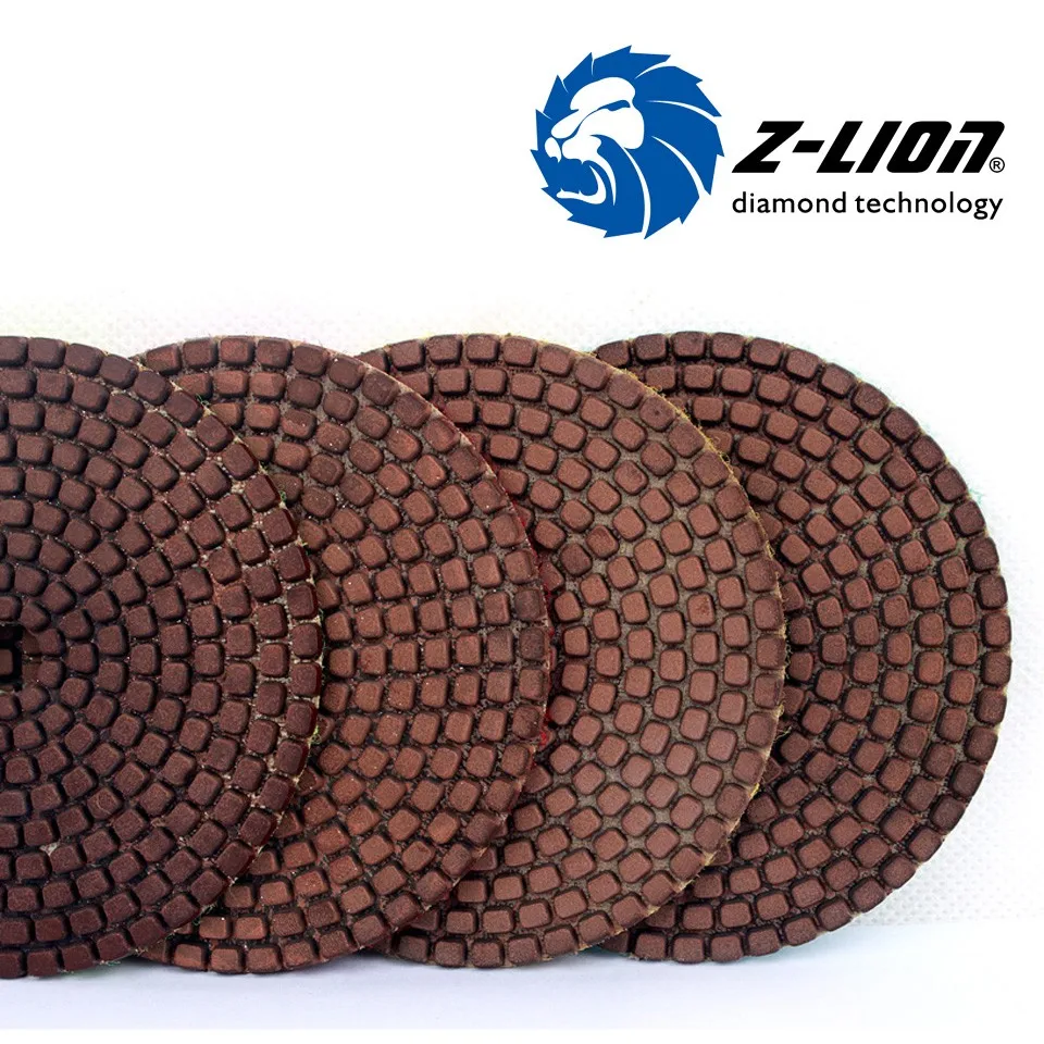 Z-LION 4&quot Copper Diamond Polishing Pads 5 Pcs 100mm Grinding Wheel Stone Granite Concrete Marble Surface Disks | Инструменты