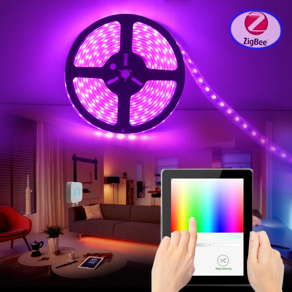 Jiawen Smart Zigbee управление RGBW/RGB DC 12 В светодиодный светильник работает с крупными
