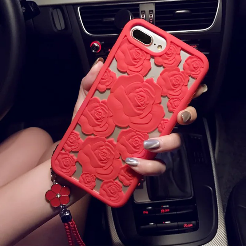 3D Красивые розы чехол для iPhone 6 6s 7 8 плюс х Силиконовый телефона | Мобильные