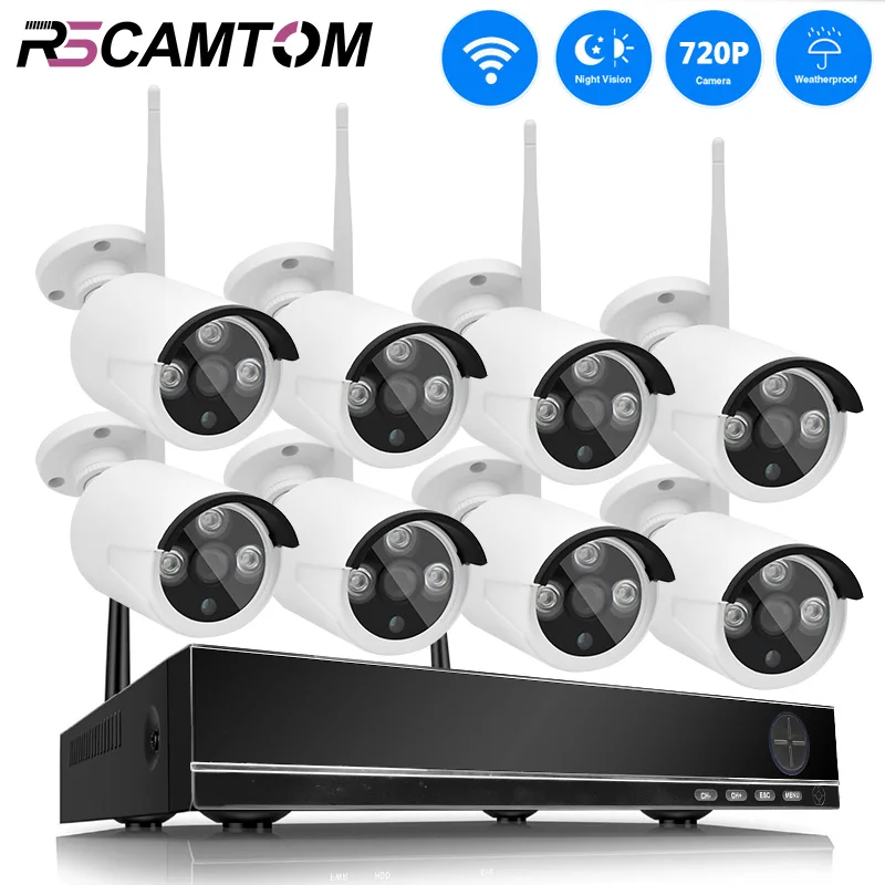 8CH HD 720 P видеонаблюдения Системы IP Камера Открытый Wi Fi NVR комплект 1.0MP наблюдения