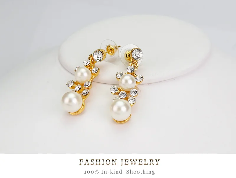 Elegant Simulated Pearl Earrings Necklace Set for Women Wedding Jewelry Sets Vintage Crystal Gorgeous Bridal Party F | Украшения и