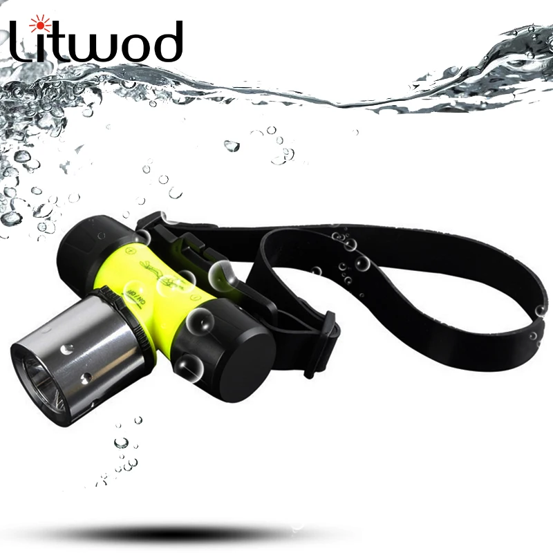 Litwod Z20 налобный фонарь для дайвинга подводный 50 м водонепроницаемый XM L T6 2800 люмен