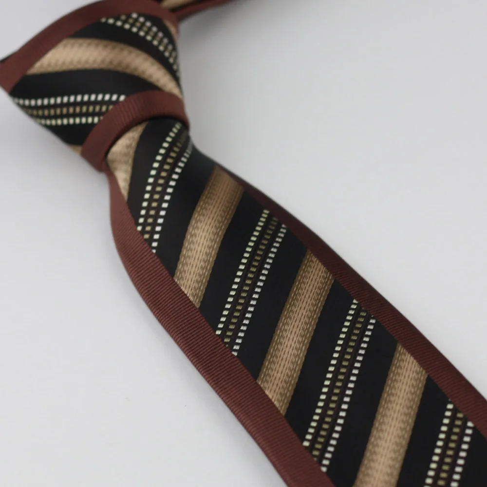 Мужские галстуки для костюма новый дизайн коричневая кайма с черным/белым