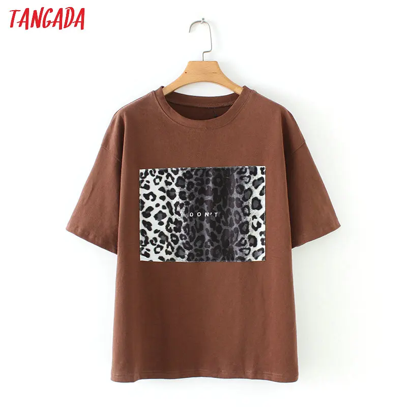 Tangada, модная черно-белая футболка, Корейская одежда, животный узор, футболка, короткий рукав, vogue, повседневный Топ, футболка, женские рубашки, 2TB01