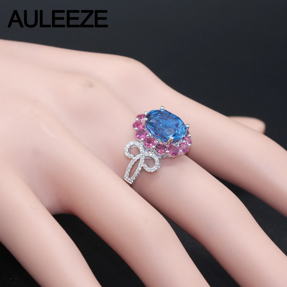 

Oval Shape 5ct Natural Topaz Ring For Women Simulated Diamond Cocktail Ring 14k White Gold Engagement Ring Valentines Gift