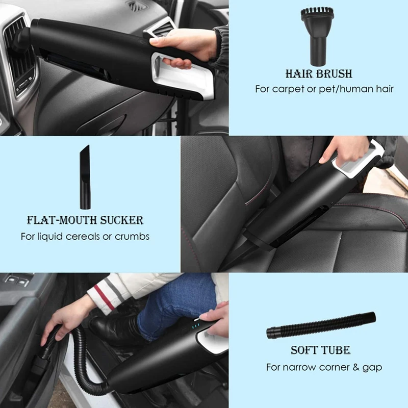 Handheld Vacuum Cleaner Cordless,7Kpa Rechargeable Hand Vac Cordless Car Vacuum Cleaner Lightweight Portable Vacuum Wet Dry Fo