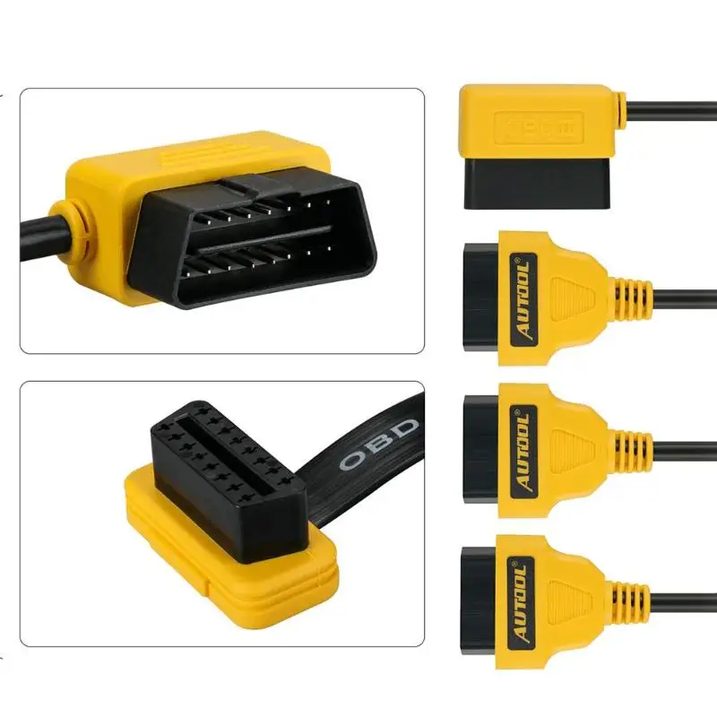 Автомобильный раздельный кабель AUTOOL OBD2 50 см кабели типа Папа-мама для OBD 2 II