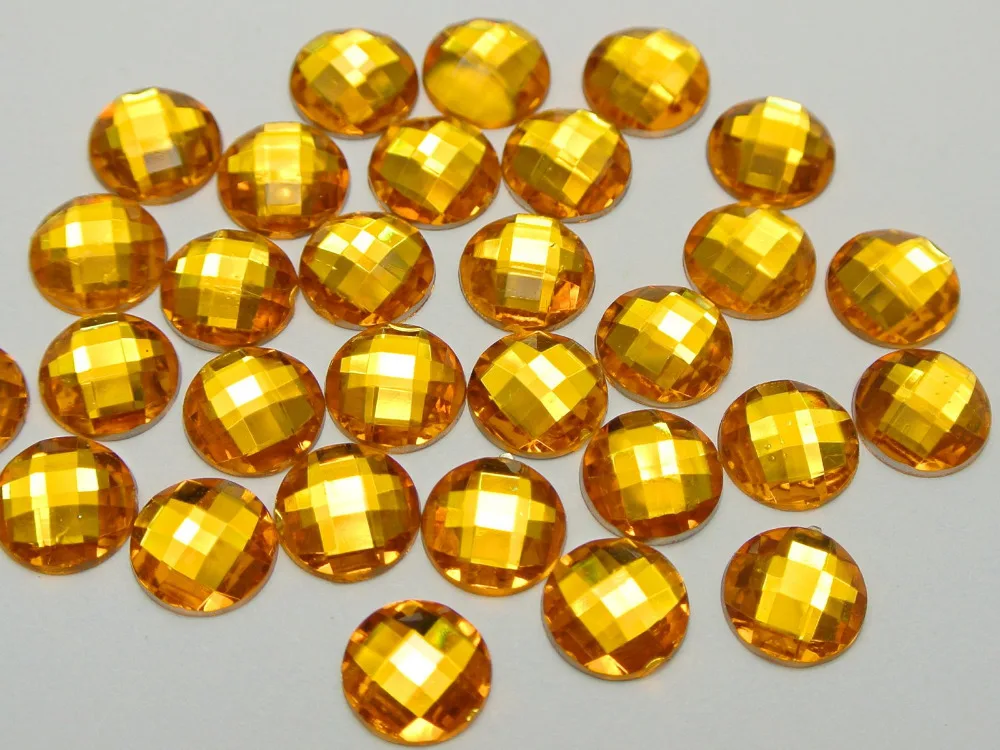 200 золотые акриловые граненые круглые стразы 10 мм без отверстия | Украшения и