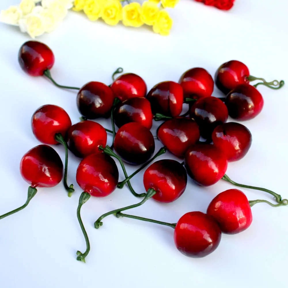 20Pcs Mini Simulation Small Cherry Foam Plastic Fake Artificial Fruit Model Party Kitchen Wedding Christmas Tree Decoration | Дом и сад
