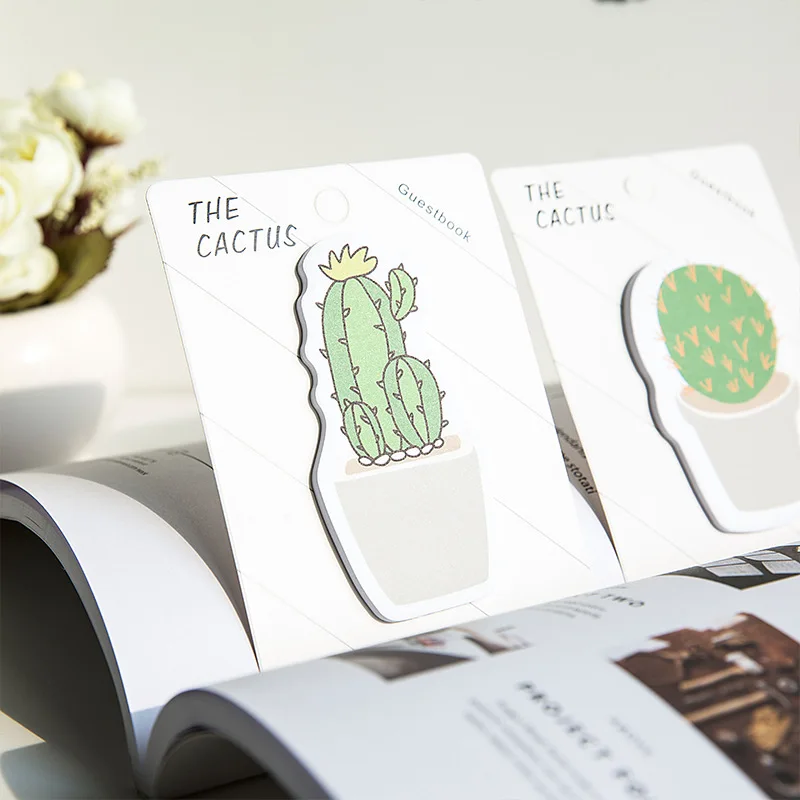 Cartoon Cactus Memo Pads Diary Stickers N Times post Office learning sticky Stickers Stationery Supplies