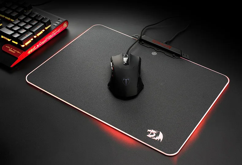 Redragon P011 Orion RGB коврик для мыши, твердая поверхность, водонепроницаемый, красочное светодиодное освещение игровой коврик для мыши Коврик для компьютера ноутбука Noteb