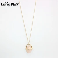 longway exclusive handmade long gold color necklaces pendants vintage stone necklace statement jewelry for women sne160138