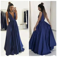 sexy deep v neck sleeveless a line prom dresses junior sleeveless floor length custom long special occasion party gown simple