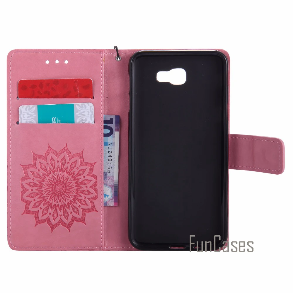 Embossed Flower Case sFor coque Samsung Galaxy J5 Prime J7 fundas On5 2016 + Card Holders | Мобильные телефоны и