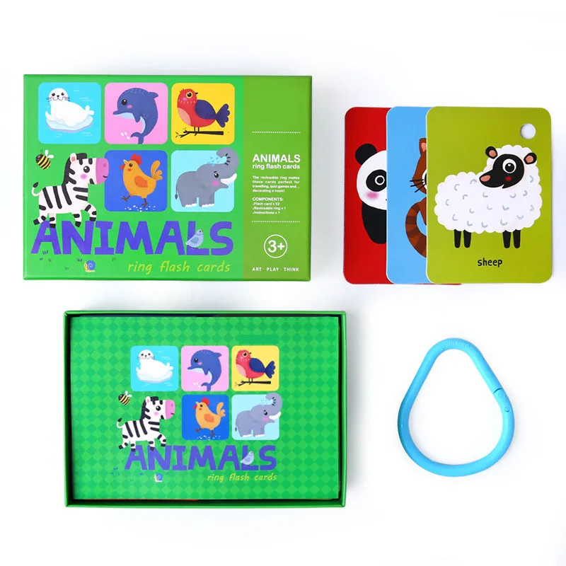 Детская цветная английская книга с надписью Animal/Food/Life/Expression для детей 0 3 6 лет