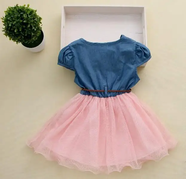 Новинка модное платье для девочек кружевное с юбкой-пачкой на поясе ковбойское