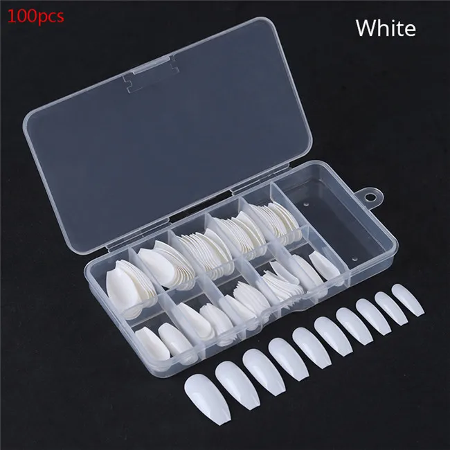 100Pcs Coffin3 240 шт перфорированные накладные ногти длинные прозрачные черные Полное покрытие накладные ногти салон Советы Маникюр Практика Дисплей инструменты - Цвет: 100Pcs Coffin3