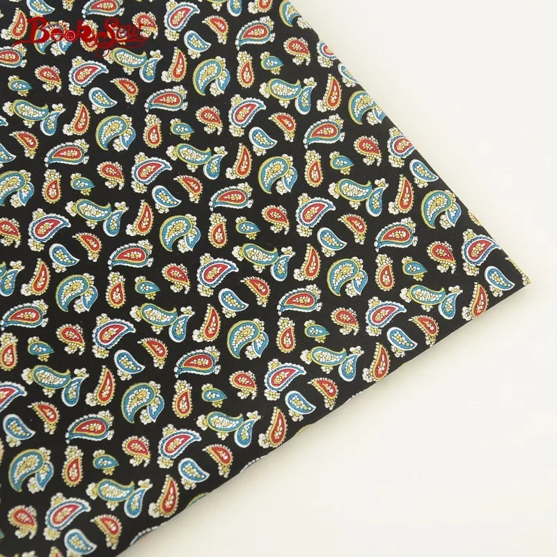 Booksew 100% хлопок поплин Ткань жира четверти цветочный Дизайн черный Вышивание