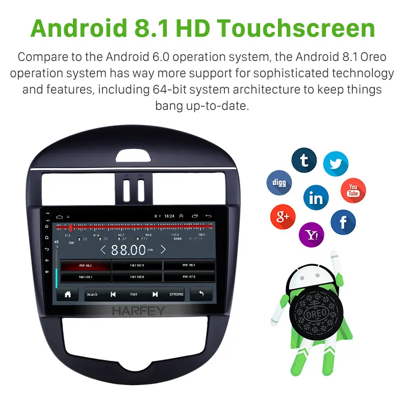 Стерео Harfey 10 1 &quotHD GPS Android 8 автомобильный мультимедийный плеер для Nissan Tiida Auto A/C