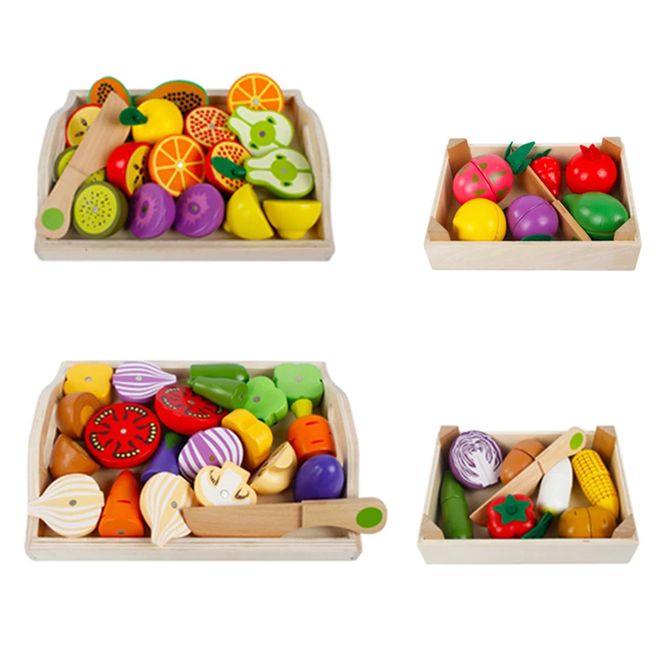 Деревянная кухня игрушка ролевые игры миниатюрная резка фрукты овощи мать сад ребенок Раннее Образование игрушки для детей девочек