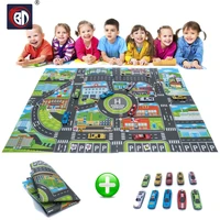 10pcs cars 1pcs map 8358cm city parking lot roadmap alloy toy model car climbing mats english version gifts for kids