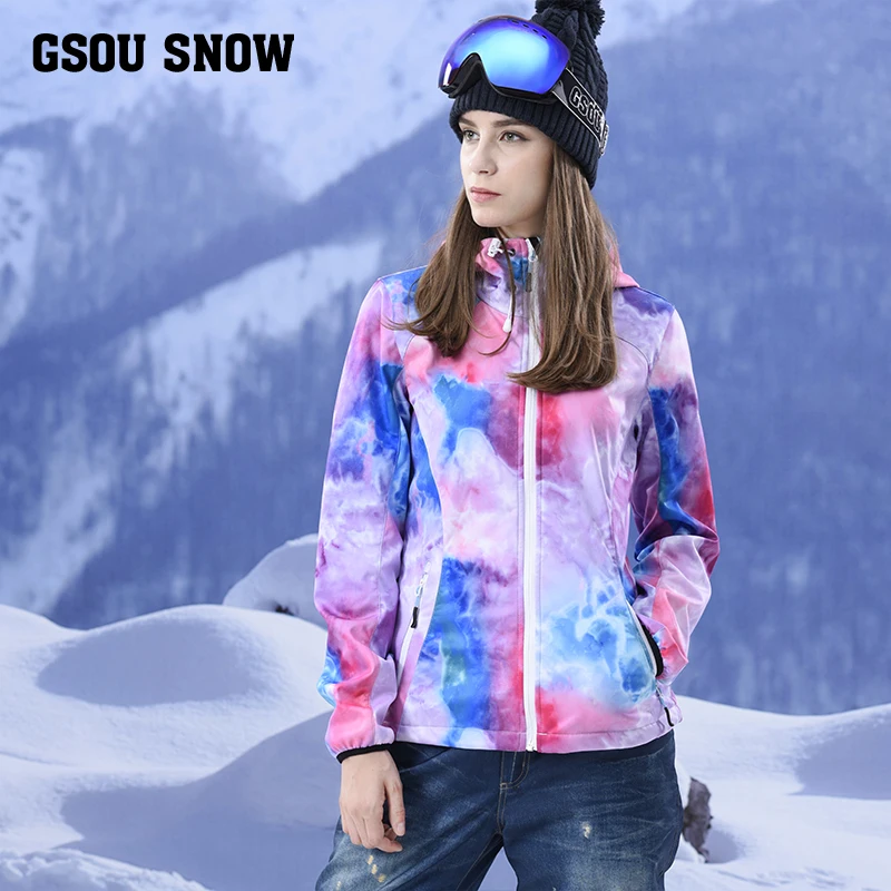 Gsou Snow 2017 Новый лыжный костюм жилет доска Лыжная куртка одежда ветрозащитная