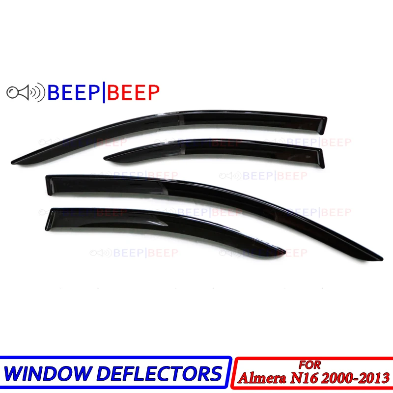 

Car window deflectors for Nissan Almera N16 2000-2013 sedan wind deflector sun guard rain vent visor cover styling accessories