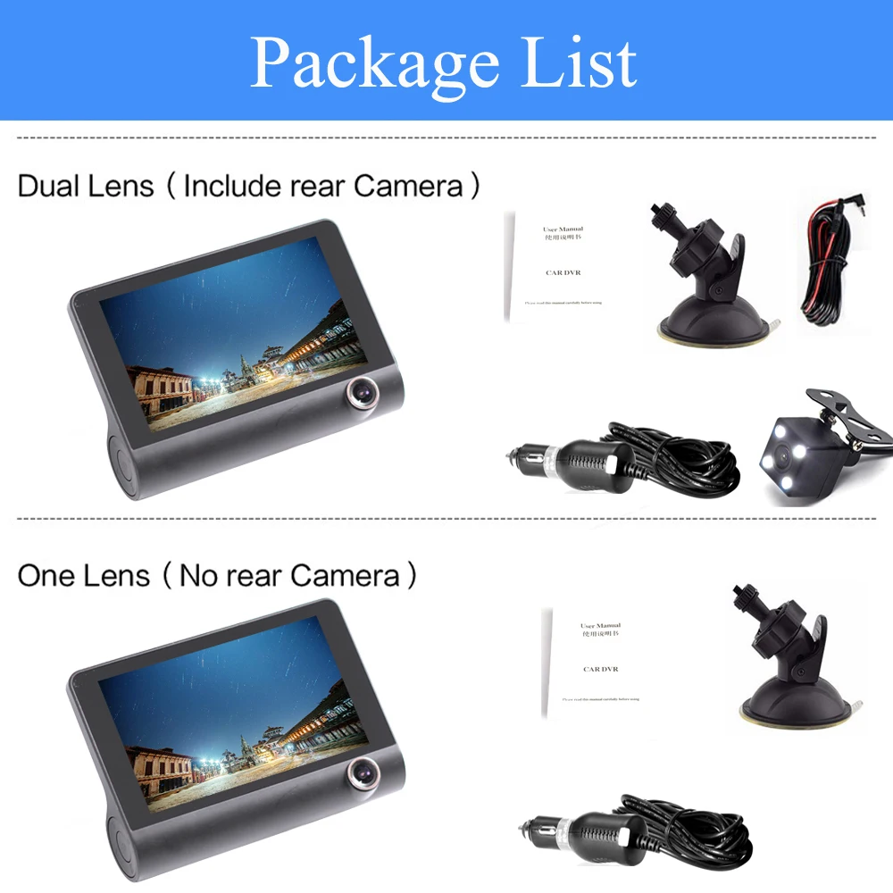 CRUZ Car DVR 3 камеры объектив 4 0 дюйма Dash камера двойной с камерой заднего вида