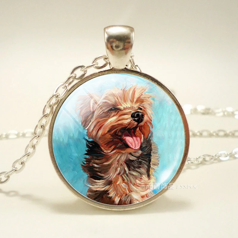 Стеклянная купольная Подвеска для фото собаки массивное ожерелье с цепочкой