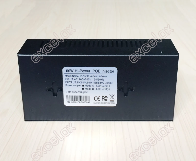 1000 м гигабитный Однопортовый IEEE802.at 4 пары 56 в 60 Вт AC100 ~ 240 В высокомощная сеть PoE