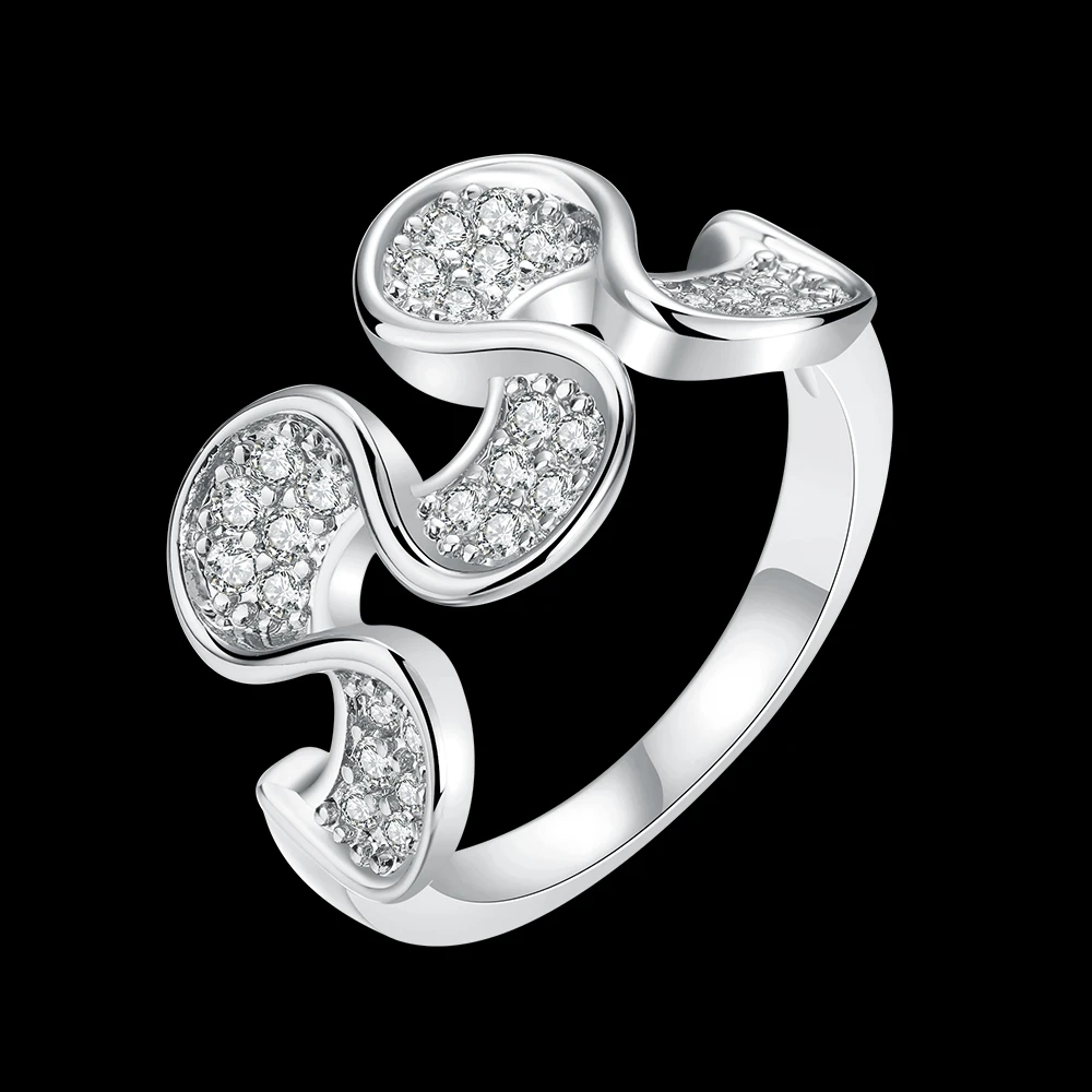 2017 Мода Женщина Кольцо Брелок Геометрические Лепесток Циркон Элегантный Дизайн