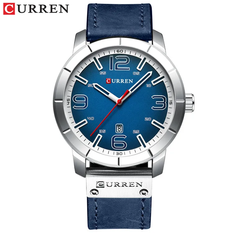silver blue Новинка, кварцевые наручные часы, мужские часы CURREN, Лидирующий бренд, роскошные кожаные Наручные часы для мужчин, мужские часы, мужские часы Hodinky - Цвет: silver blue