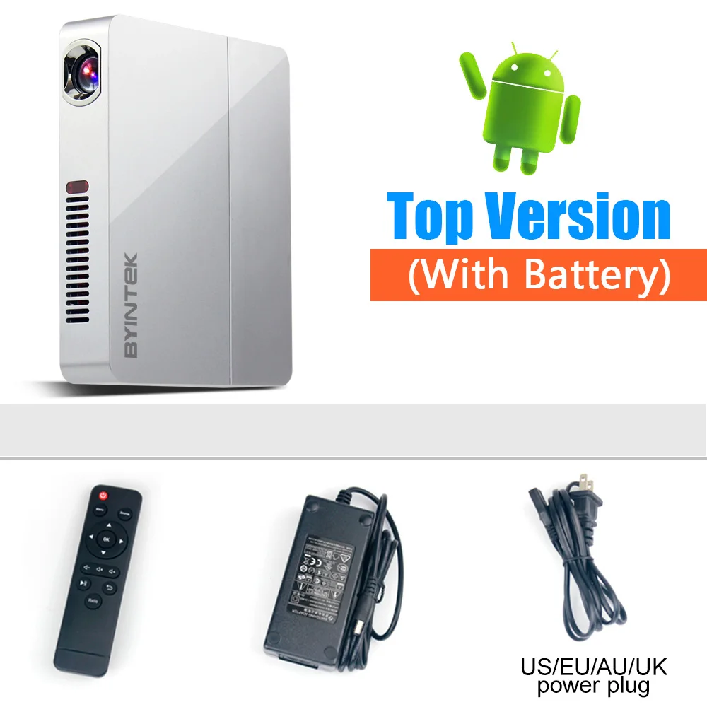 Top Version BYINTEK UFO R9 умный Android wifi видео микро Портативный DLP Мини светодиодный 3D проектор для Full HD 1080P домашний кинотеатр Бизнес Офис - Цвет: Top Version