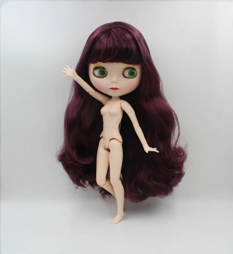 Кукла Blygirl кукла Blyth вьющиеся волосы виноградной фиолетовой бахромы 1/6 Обнаженная
