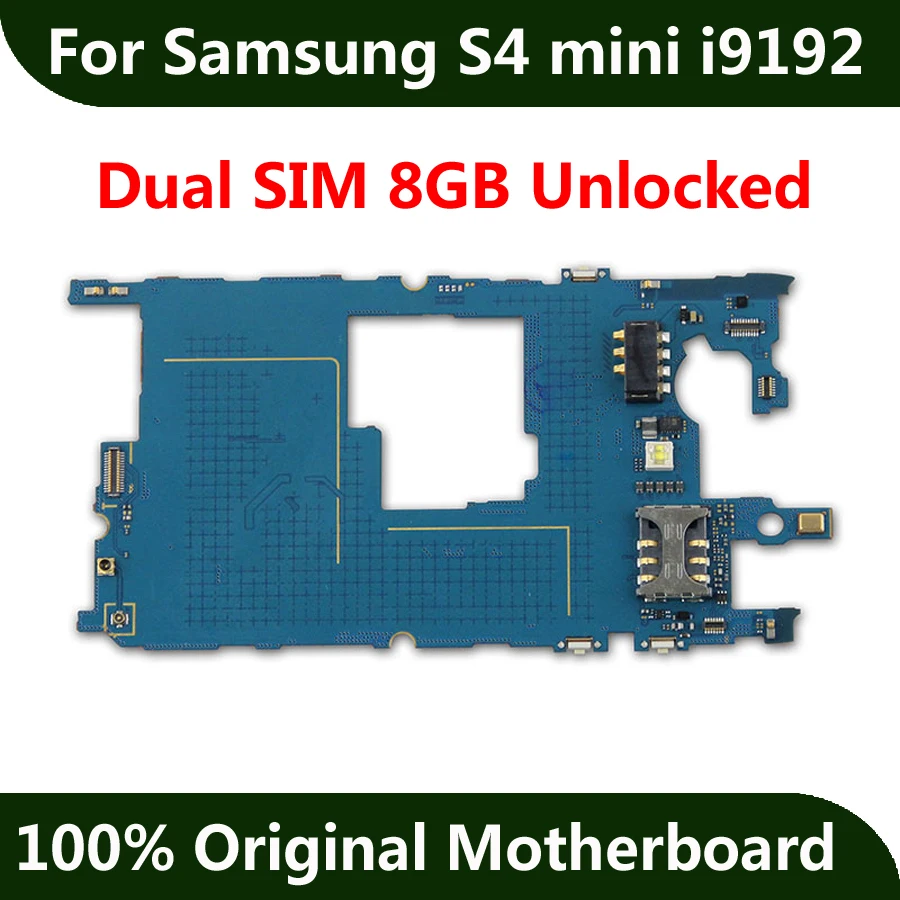 Для оригинальной материнской платы Samsung Galaxy S4 Mini i9192 Dual SIM 8 Гб разблокированная полностью основная плата Android OS.