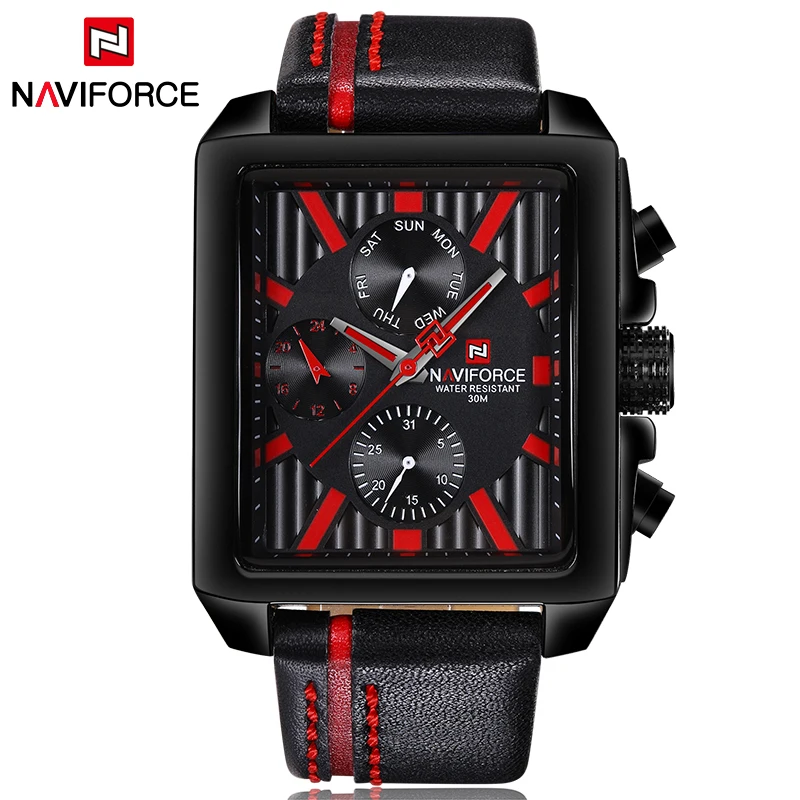 Naviforce спортивные Роскошные мужские часы Лидирующий бренд кварцевые мужские часы водонепроницаемые Авто Дата кожаные Наручные часы erkek kol saati