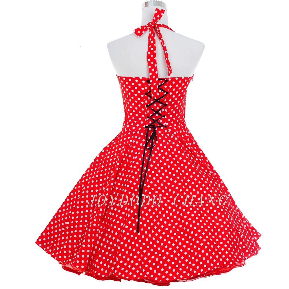 Женское винтажное платье в горошек повседневное вечернее из 100% хлопка стиле