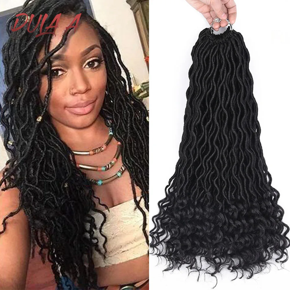 Dula A крючком богиня локс волосы для наращивания Faux Locs Curly вязанные пряди Омбре