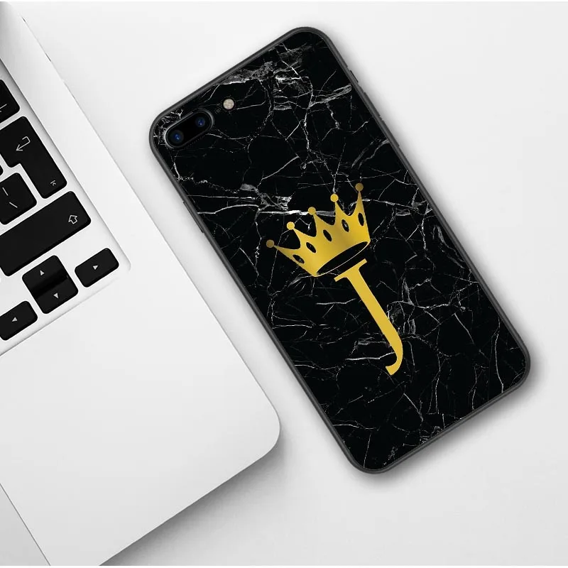 Изготовленный на заказ Чехол для iPhone X SE 5 5S 6 6s 7 8 Plus корона король королева Письмо