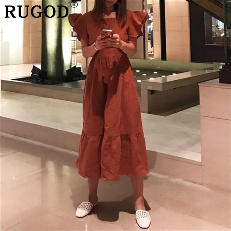 RUGOD элегантные Песчаный пляж макси платья без спинки спиной для женщин корейские
